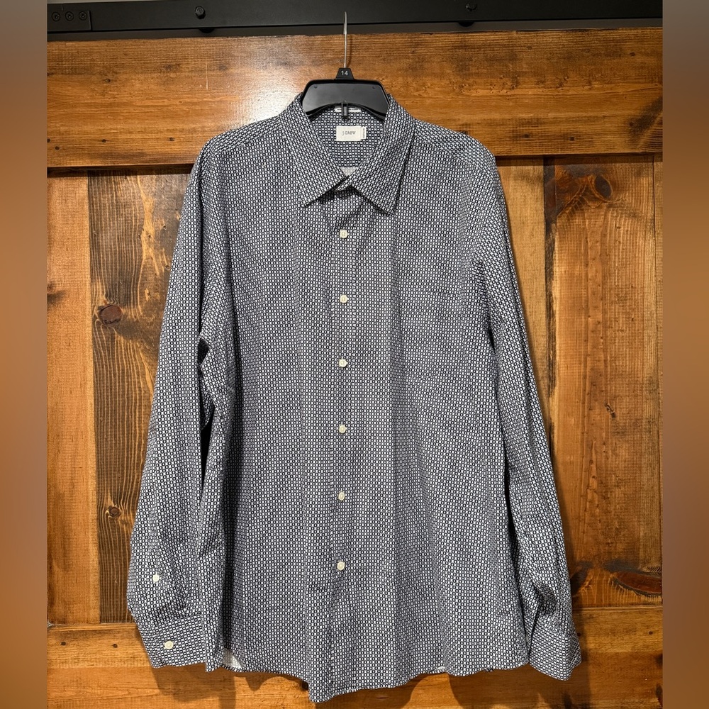 J. Crew Button Down Dress Shirt Black Gray Size XL 17‎ 1/2 - 18 100% cotton